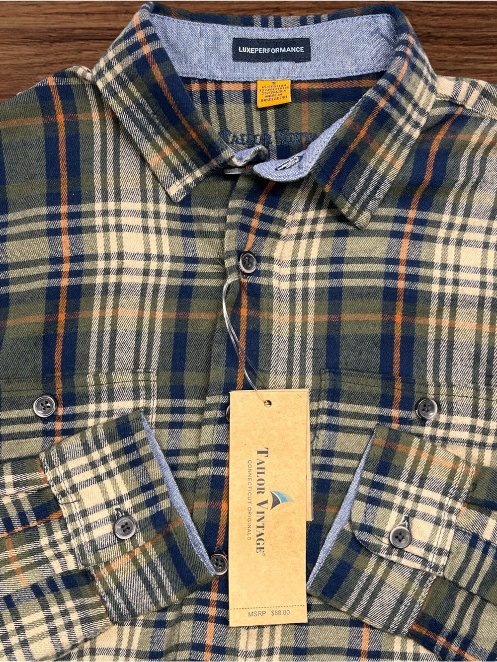 Tailor Vintage Men’s Army Telluride Plaid Stretch Flannel Shirt. Size Small. - Picture 3 of 10